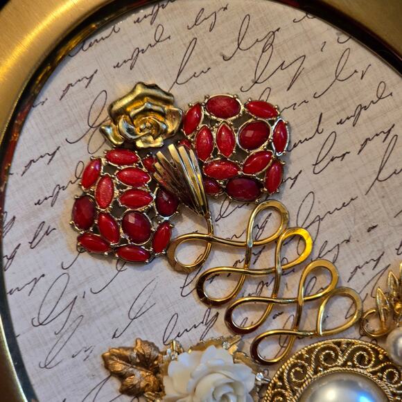 Hand Crafted Framed Jewelry Art 6.5"W x 8.25"H - Picture 2 of 5